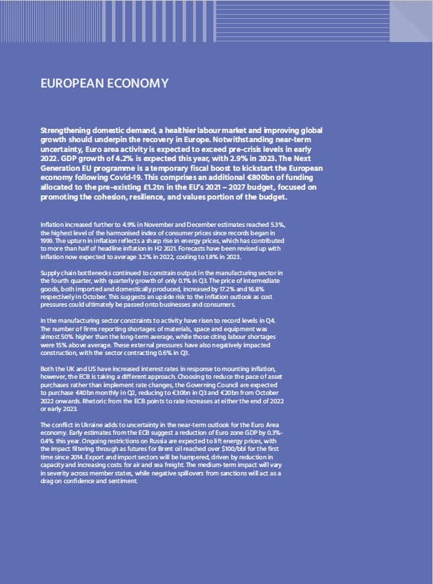 Immobilier logistique en Europe - Extrait du rapport de printemps 2022 - économie européenne