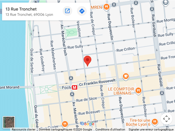 Carte avec l'adresse 13 rue tronchet